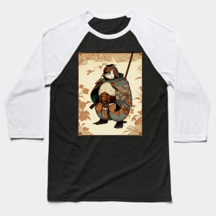 Samurai Penguin Art Nouveau Baseball T-Shirt